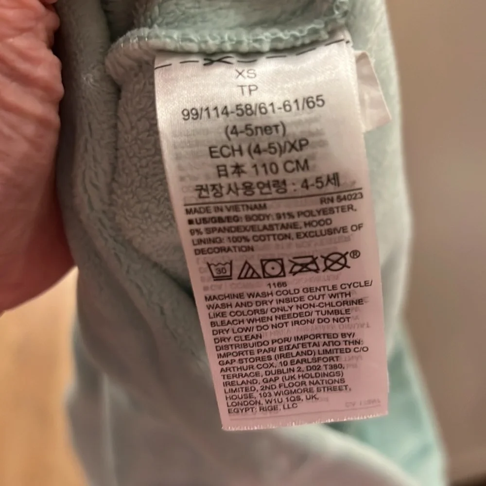 Gap Kids Plush Hoodie Sweatshirt Sz 4/5 XS